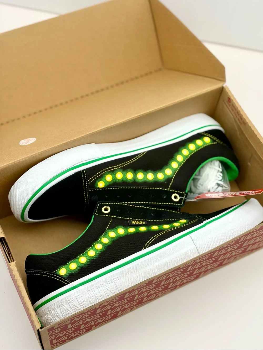Vans Black & Neon Green Old Skool Pro Sneakers